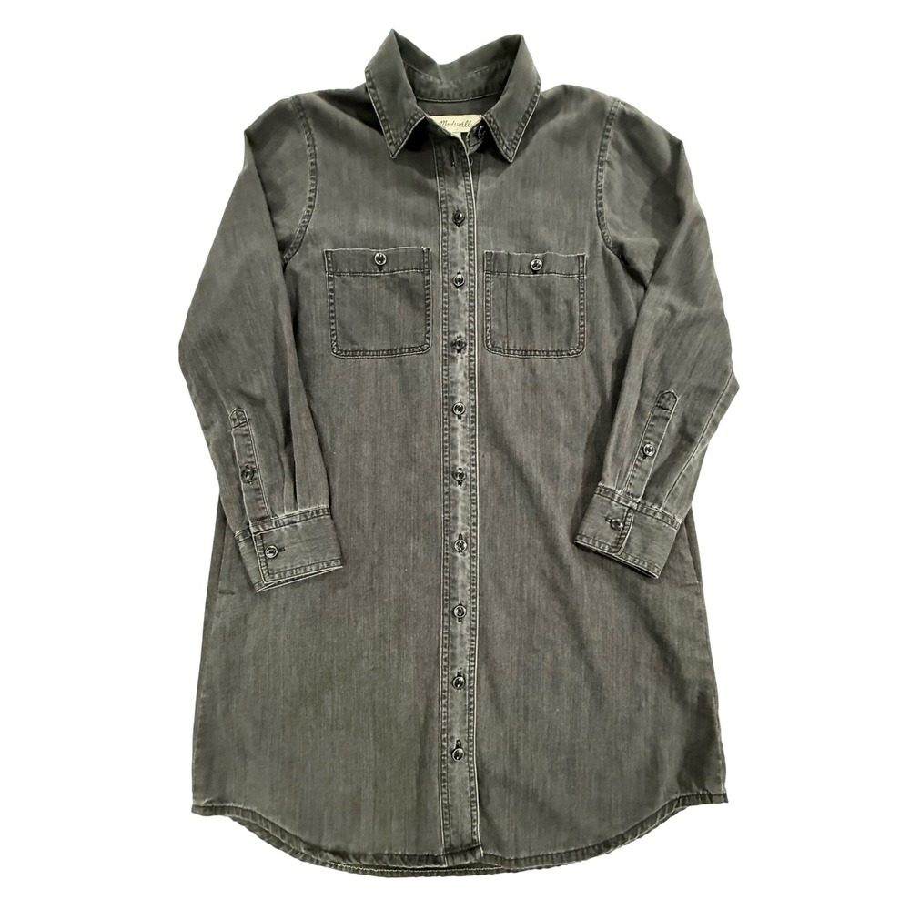 Madewell Womens Black Denim Button Front Mini Shirt Dress H2278 Size XS W474